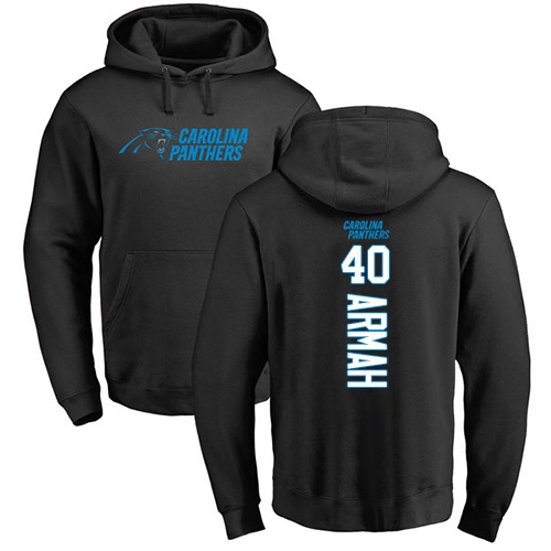 Carolina Panthers Men Black Alex Armah Backer NFL Football #40 Pullover Hoodie Sweatshirts